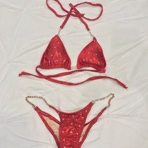 Fitness competition Suit. Red. S/xs